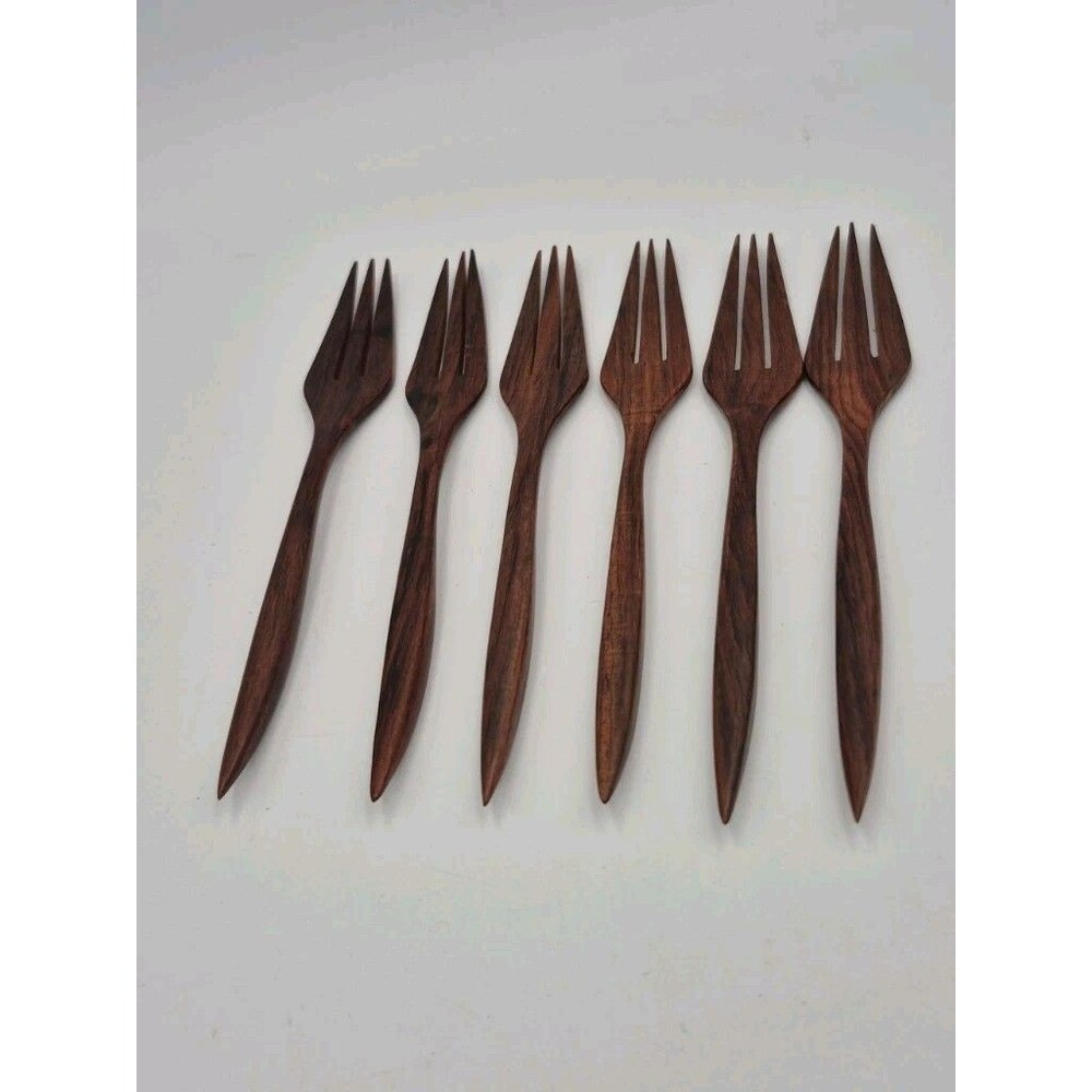 Wooden Forks, 6 Pieces Eco-friendly Japanese Wood Excellent Condition